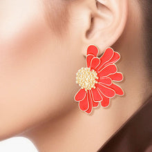 Load image into Gallery viewer, Studs Red Half Daisy Flower Earrings for Women
