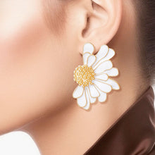 Load image into Gallery viewer, Studs White Half Daisy Flower Earrings for Women
