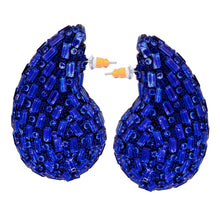 Load image into Gallery viewer, Studs Blue Embellished Teardrop Earrings
