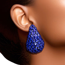 Load image into Gallery viewer, Studs Blue Embellished Teardrop Earrings
