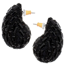 Load image into Gallery viewer, Studs Black Embellished Small Teardrop Earrings
