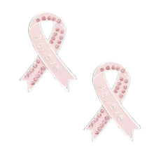 Load image into Gallery viewer, Studs Silver Light Pink Ribbon Believe Earrings
