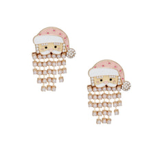 Load image into Gallery viewer, Fringe Merry Pink Santa Pearl Bead Gold Earrings
