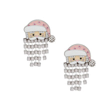 Load image into Gallery viewer, Fringe Merry Pink Santa Pearl Bead Silver Earrings
