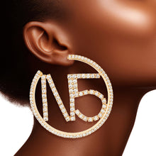 Load image into Gallery viewer, Hoops Gold Pave Rhinestone N5 Earrings for Women
