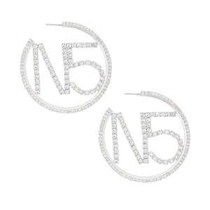 Hoops Silver Pave Rhinestone N5 Earrings for Women