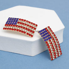 Load image into Gallery viewer, Studs Patriotic Bling American Flag Gold Earrings
