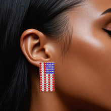 Load image into Gallery viewer, Studs Patriotic Bling American Flag Silver Earring
