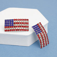 Load image into Gallery viewer, Studs Patriotic Bling American Flag Silver Earring
