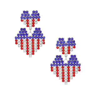 Dangle All American Glam Heart Silver Earrings
