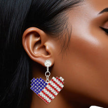 Load image into Gallery viewer, Drop Heart Freedom American Glam Silver Earrings
