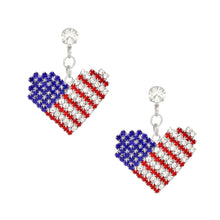 Load image into Gallery viewer, Drop Heart Freedom American Glam Silver Earrings
