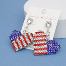 Load image into Gallery viewer, Drop Heart Freedom American Glam Silver Earrings

