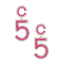 Load image into Gallery viewer, Drop Gold Pave Fuchsia Pearl C5 Earrings Women
