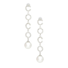 Load image into Gallery viewer, Dangle Silver COCO Pave Pearl Long Earrings Women
