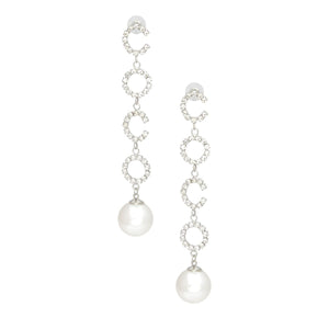 Dangle Silver COCO Pave Pearl Long Earrings Women