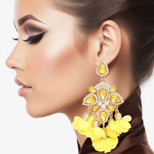 Load image into Gallery viewer, Dangle Yellow Crystal Petal Tassel Earrings Women
