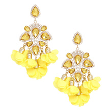 Load image into Gallery viewer, Dangle Yellow Crystal Petal Tassel Earrings Women
