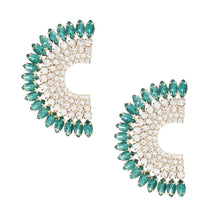 Load image into Gallery viewer, Studs Green Crystal Semi Circle Luminous Earrings
