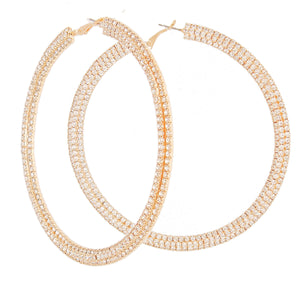 Gold Stacked Pave Hoops