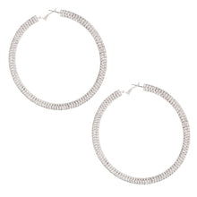 Load image into Gallery viewer, Silver Stacked Pave Hoops
