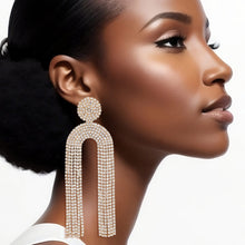 Load image into Gallery viewer, Fringe Gold Pave Long Arched Earrings for Women
