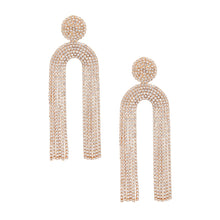 Load image into Gallery viewer, Fringe Gold Pave Long Arched Earrings for Women
