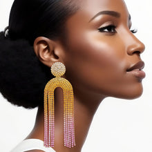 Load image into Gallery viewer, Fringe Sunset Pave Long Arched Earrings for Women
