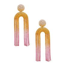 Load image into Gallery viewer, Fringe Sunset Pave Long Arched Earrings for Women

