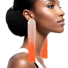 Load image into Gallery viewer, Tassel Orange Long Fringe Glam Earrings for Women
