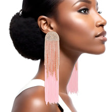 Load image into Gallery viewer, Tassel Pink Long Fringe Glam Earrings for Women
