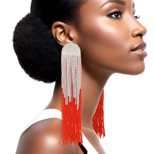 Load image into Gallery viewer, Tassel Red Long Fringe Glam Earrings for Women
