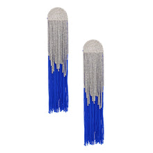 Load image into Gallery viewer, Tassel Royal Blue Long Fringe Glam Earrings Women
