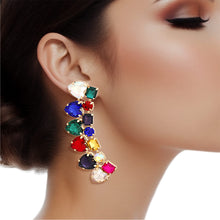 Load image into Gallery viewer, Dangle Multicolor Heart Crystal Earrings Women
