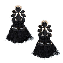 Load image into Gallery viewer, Tassel Black Crystal Medium Earrings for Women
