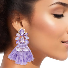 Load image into Gallery viewer, Tassel Lavender Crystal Medium Earrings for Women
