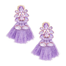 Load image into Gallery viewer, Tassel Lavender Crystal Medium Earrings for Women
