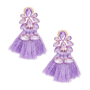 Tassel Lavender Crystal Medium Earrings for Women