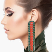 Load image into Gallery viewer, Fringe Red and Green Long Arched Earrings Women
