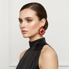 Load image into Gallery viewer, Stud Red Crystal and Glass Heart Earrings

