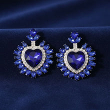 Load image into Gallery viewer, Stud Royal Blue Crystal and Glass Heart Earrings
