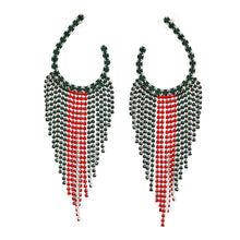 Load image into Gallery viewer, Fringe Red and Green Long Horseshoe Earrings Women
