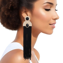 Load image into Gallery viewer, Tassel Black Long Vintage Glam Earrings for Women
