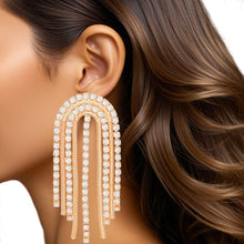 Load image into Gallery viewer, Tassel Large Gold Cascading Arch Earrings Women
