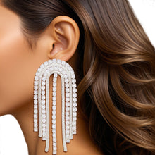 Load image into Gallery viewer, Tassel Large Silver Cascading Arch Earrings Women
