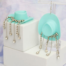 Load image into Gallery viewer, Fish Hook Turquoise Cowgirl Hat Fringe Earrings
