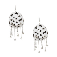 Load image into Gallery viewer, Fish Hook White Black  Cowgirl Hat Fringe Earrings
