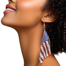 Load image into Gallery viewer, Fish Hook Stars and Stripes Draped Flag Earrings
