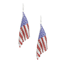 Load image into Gallery viewer, Fish Hook Stars and Stripes Draped Flag Earrings
