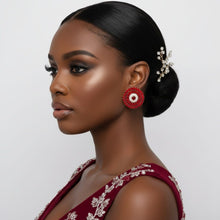 Load image into Gallery viewer, Clip On Red Glass Teardrop Radiant Round Earrings

